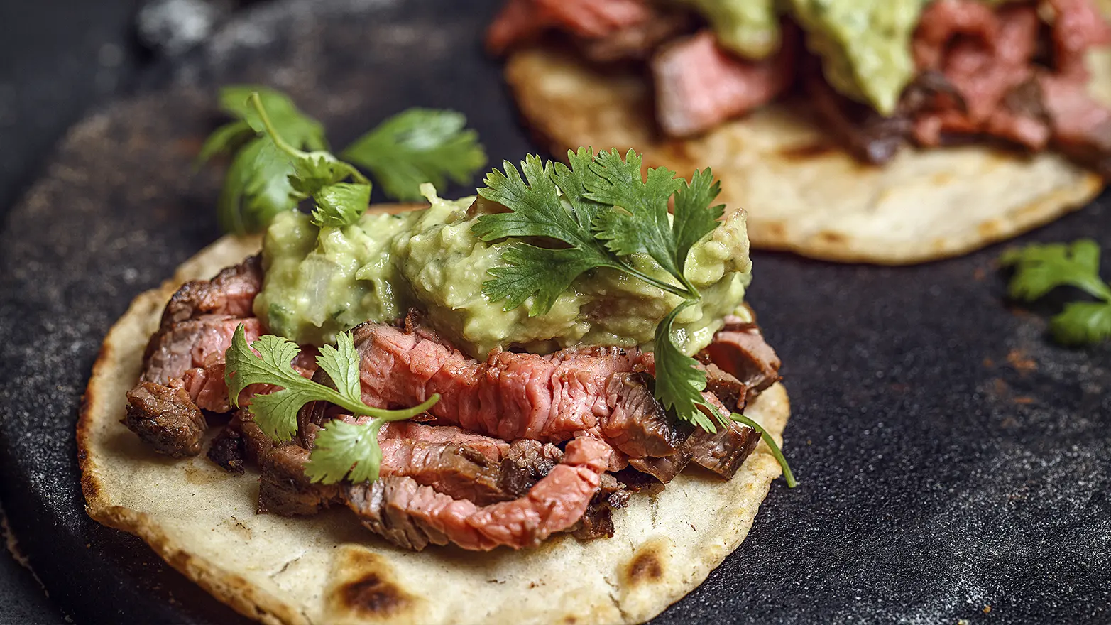 Spicy skirt steak tacos