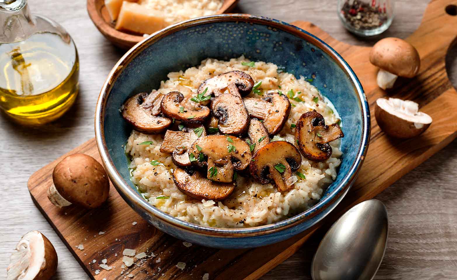 Stock image of creamy mushroom risotto