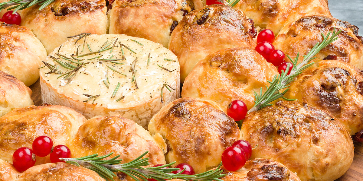 Baked Brie Cheese and Bouclette Brioche with Red Currant