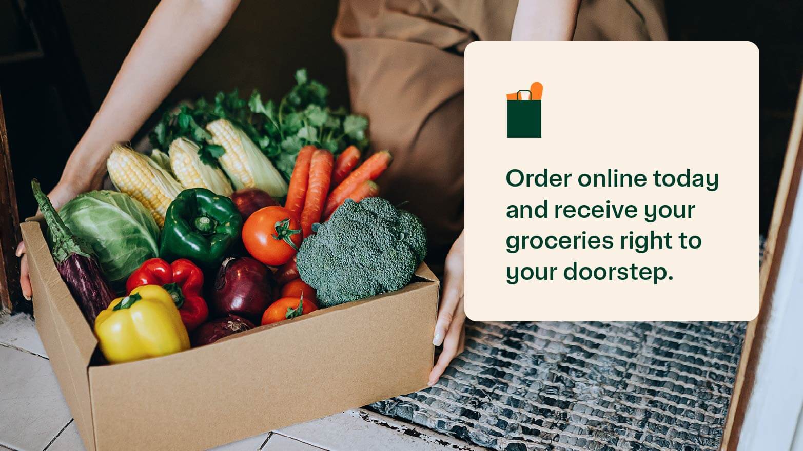 person carrying groceries inside