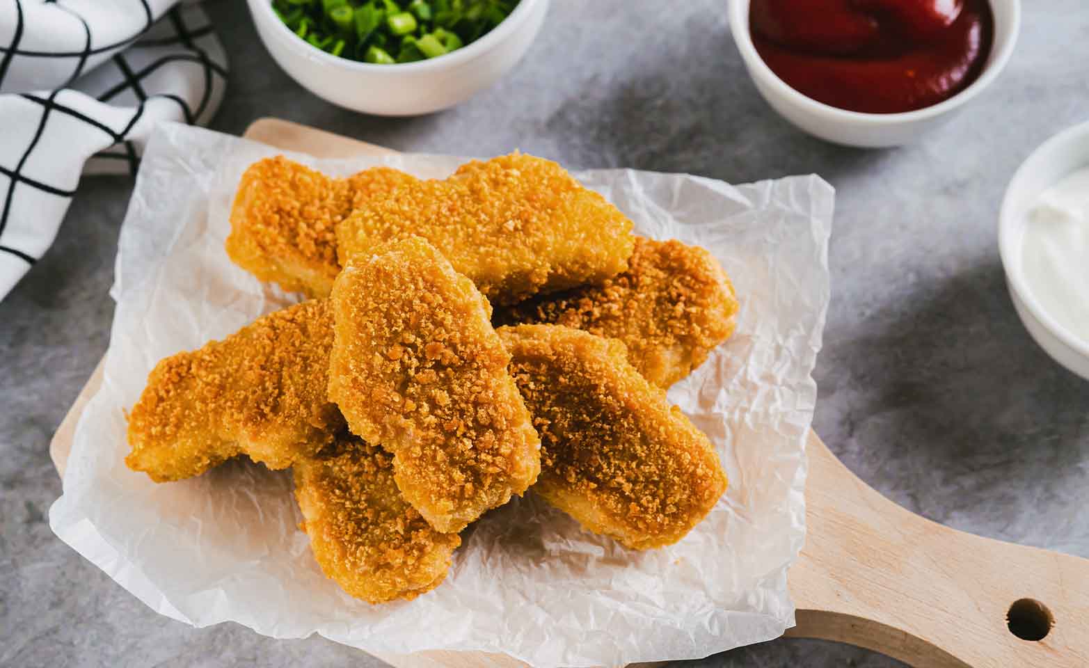 Stock image of homemade chicken nuggets