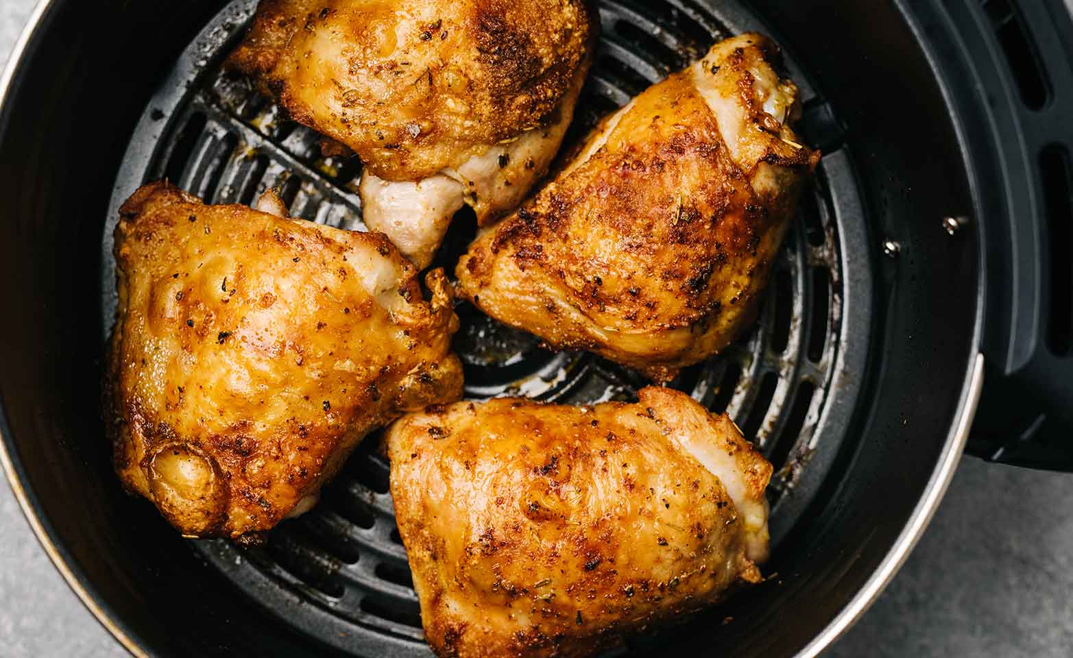 Stock image of air-fried chicken thighs