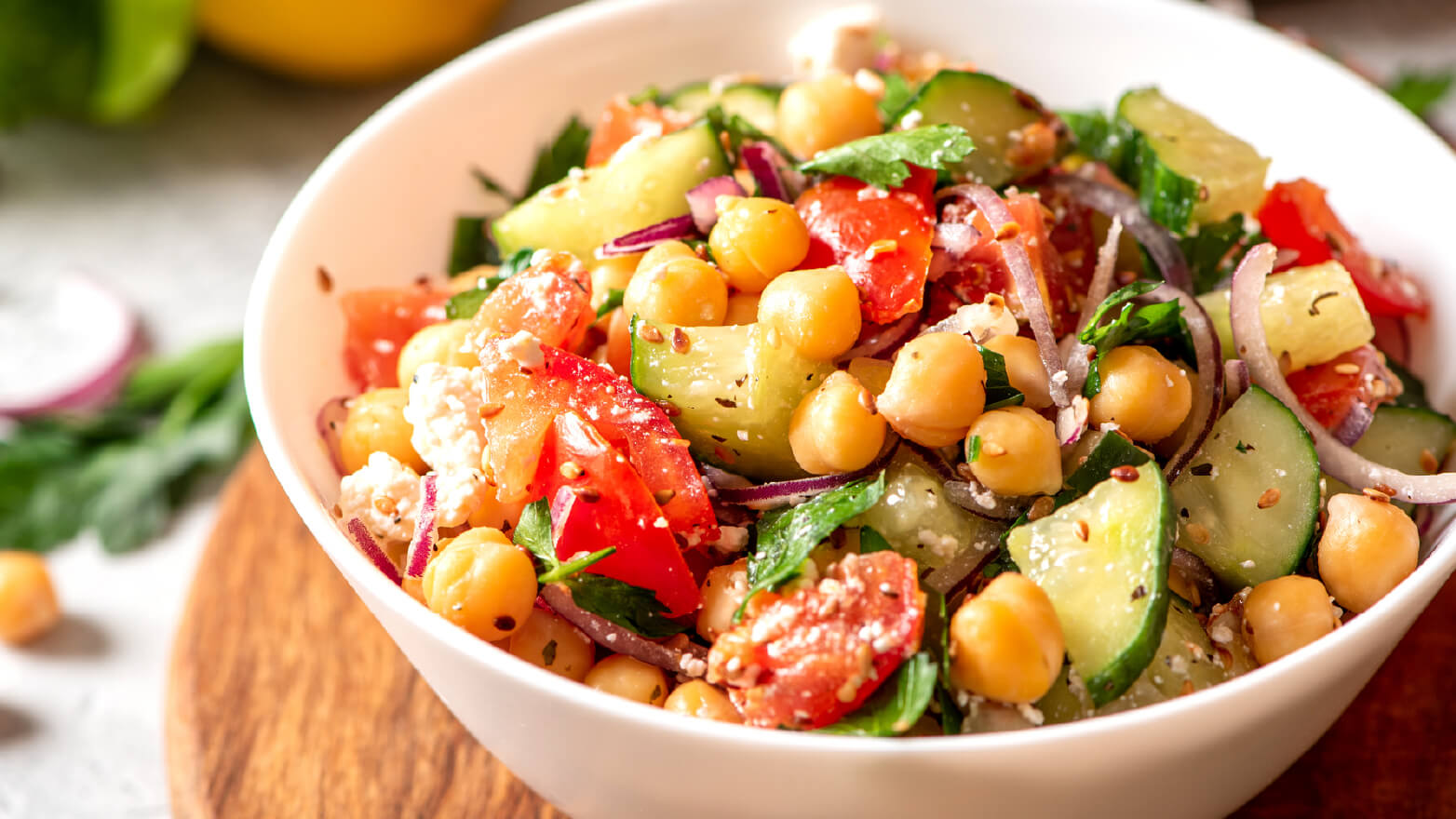 Loaded Mediterranean chickpea salad