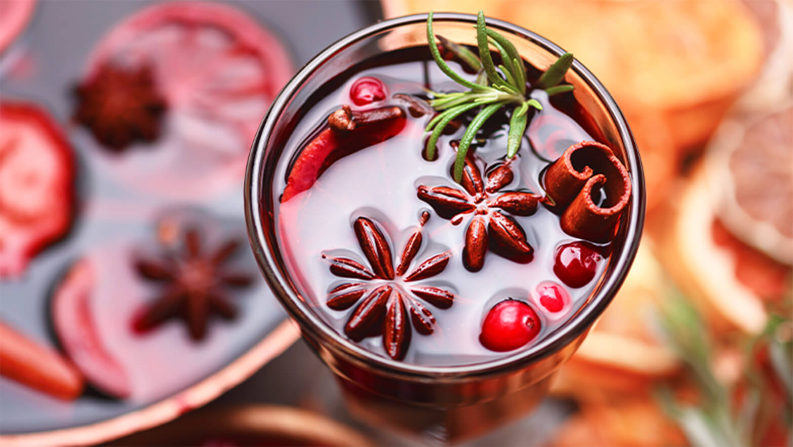 Large glass of red wine punch