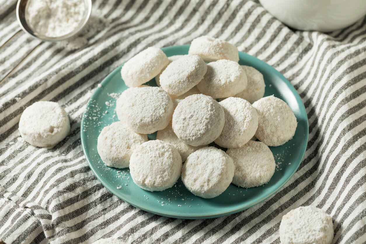 Homemade White Mexican Wedding Cookies Ready to Eat