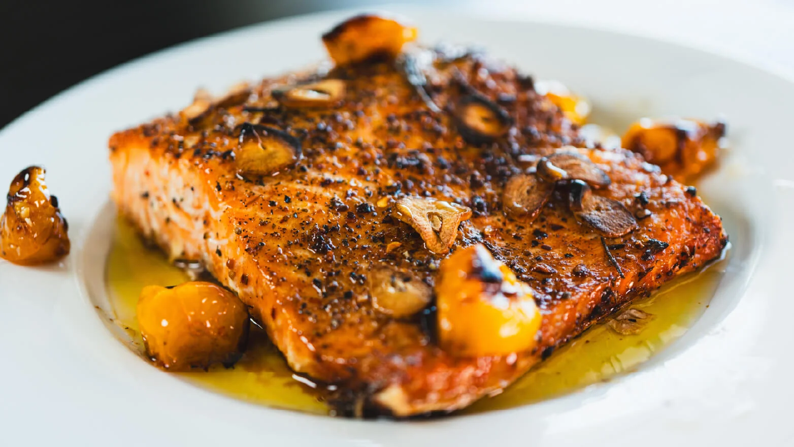 a photo of honey garlic salmon