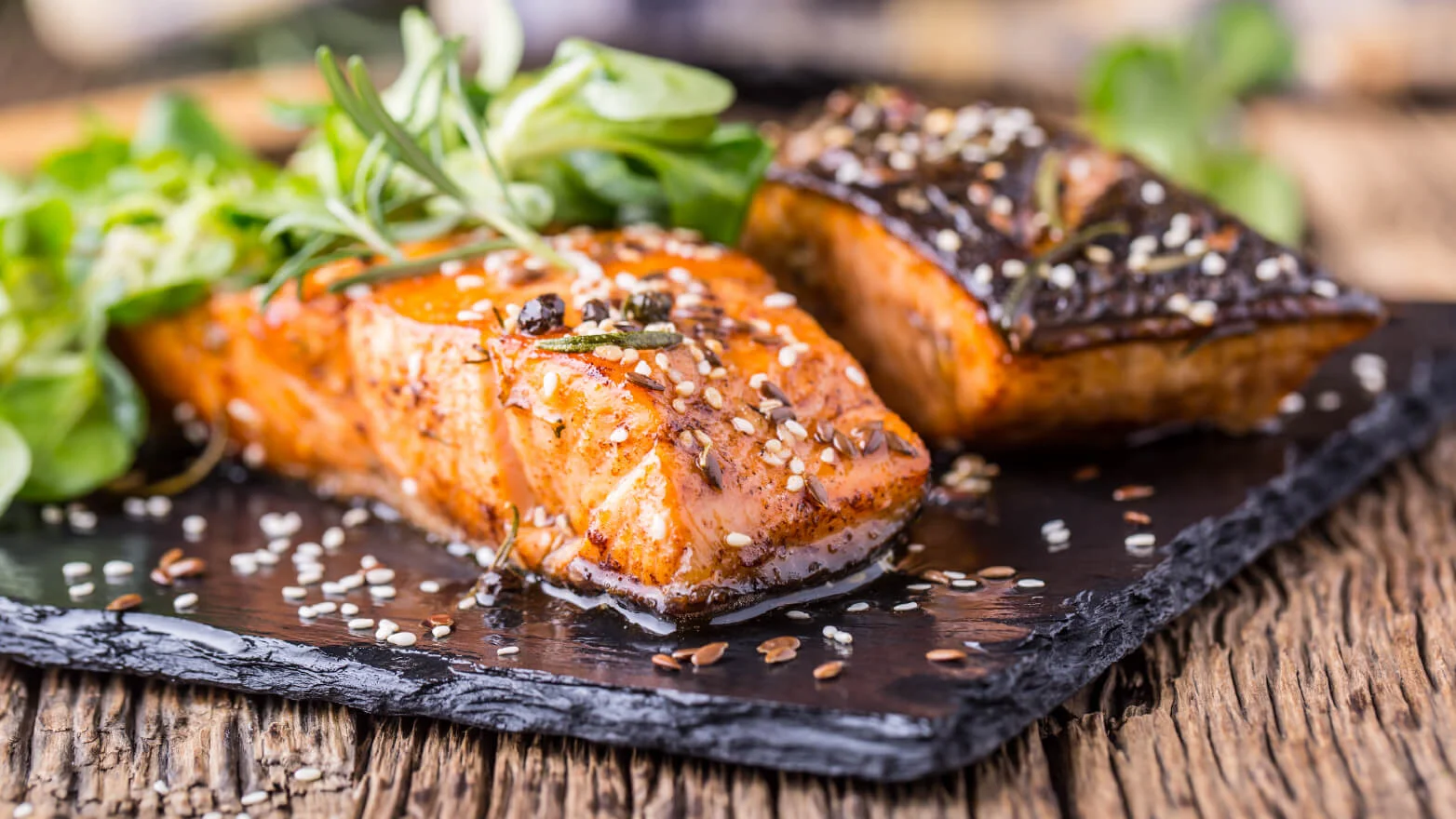 a photo of honey sesame glazed salmon