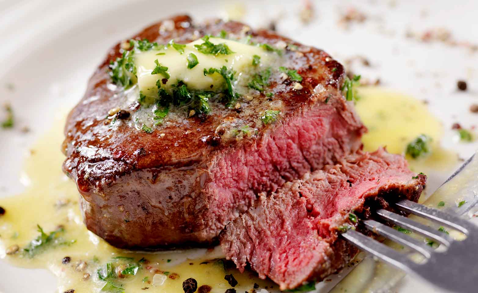Stock image of filet with garlic butter