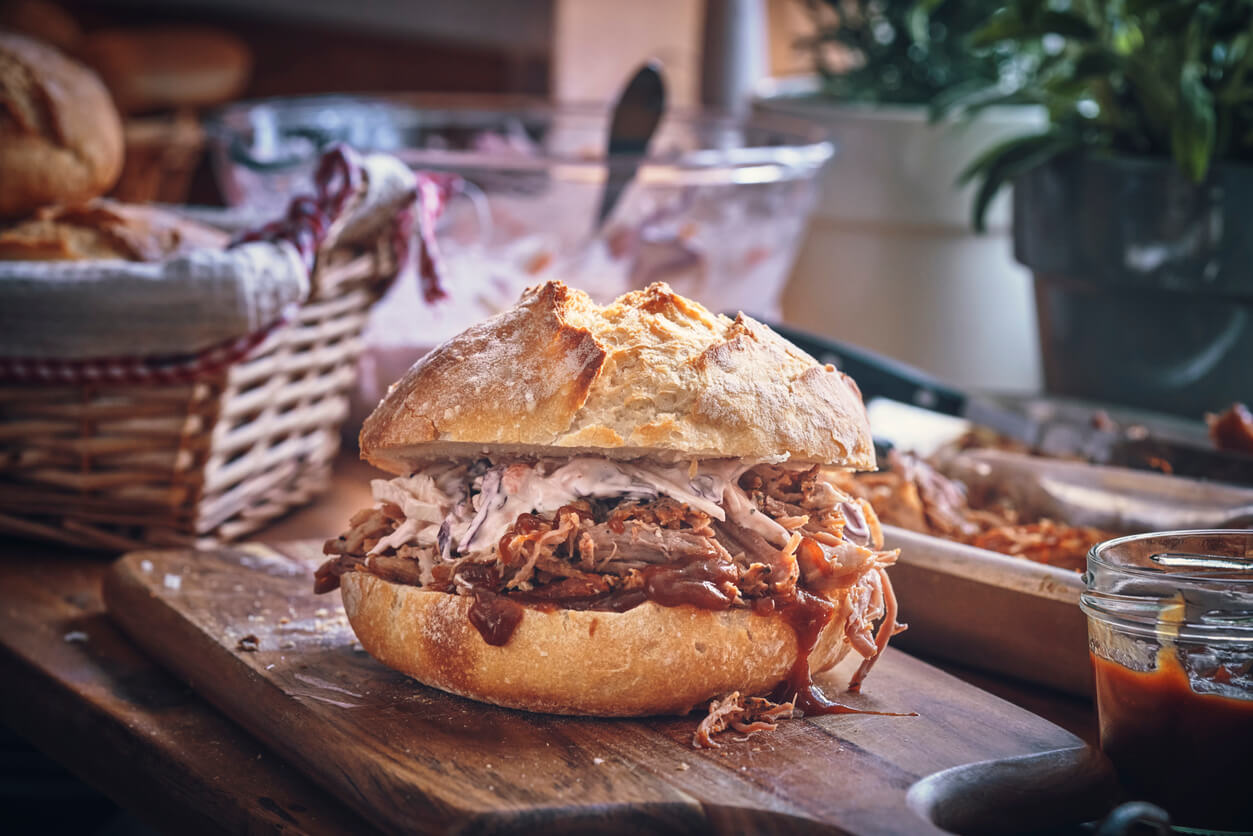 Messy Pulled Pork Burger with Coleslaw