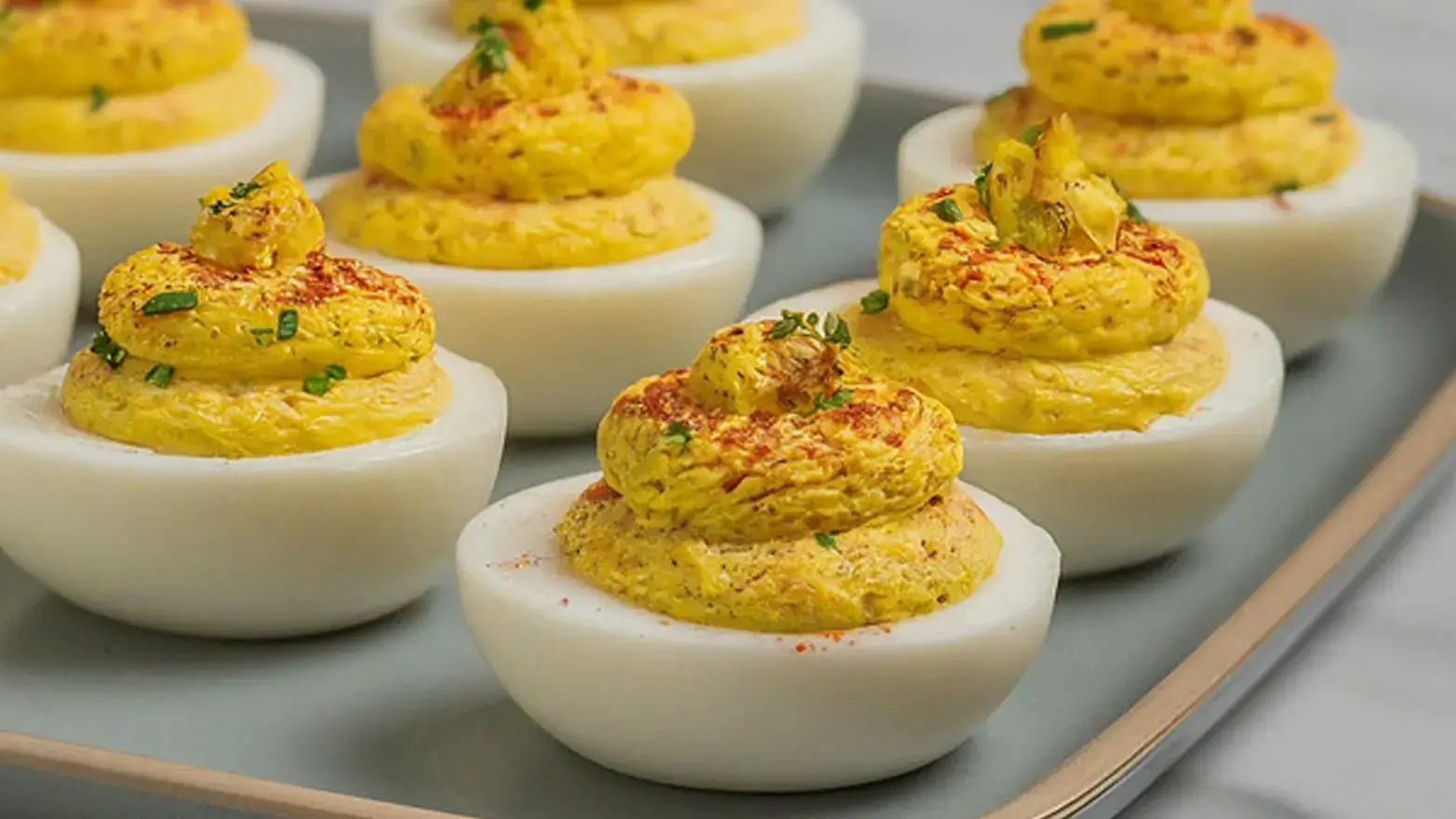 Plate of deviled eggs