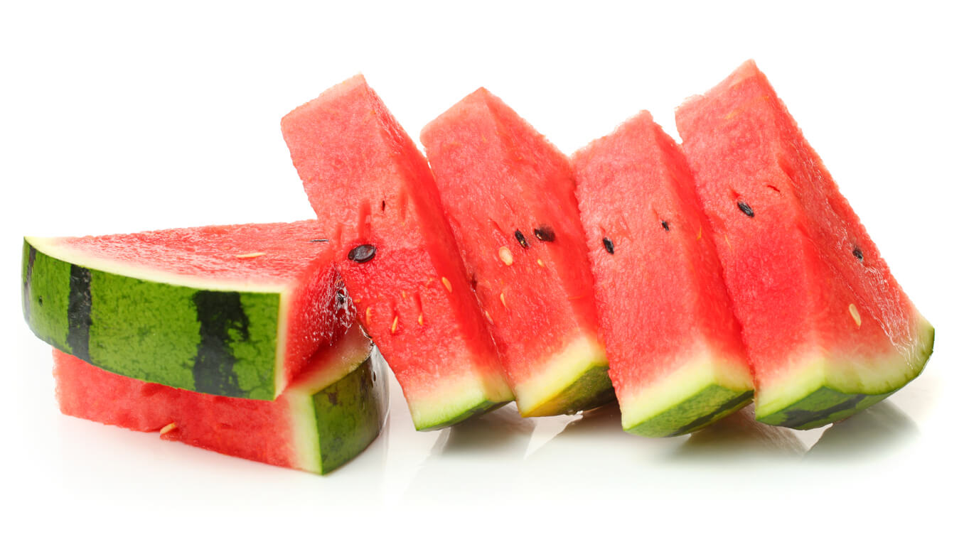 sliced watermelon on white background