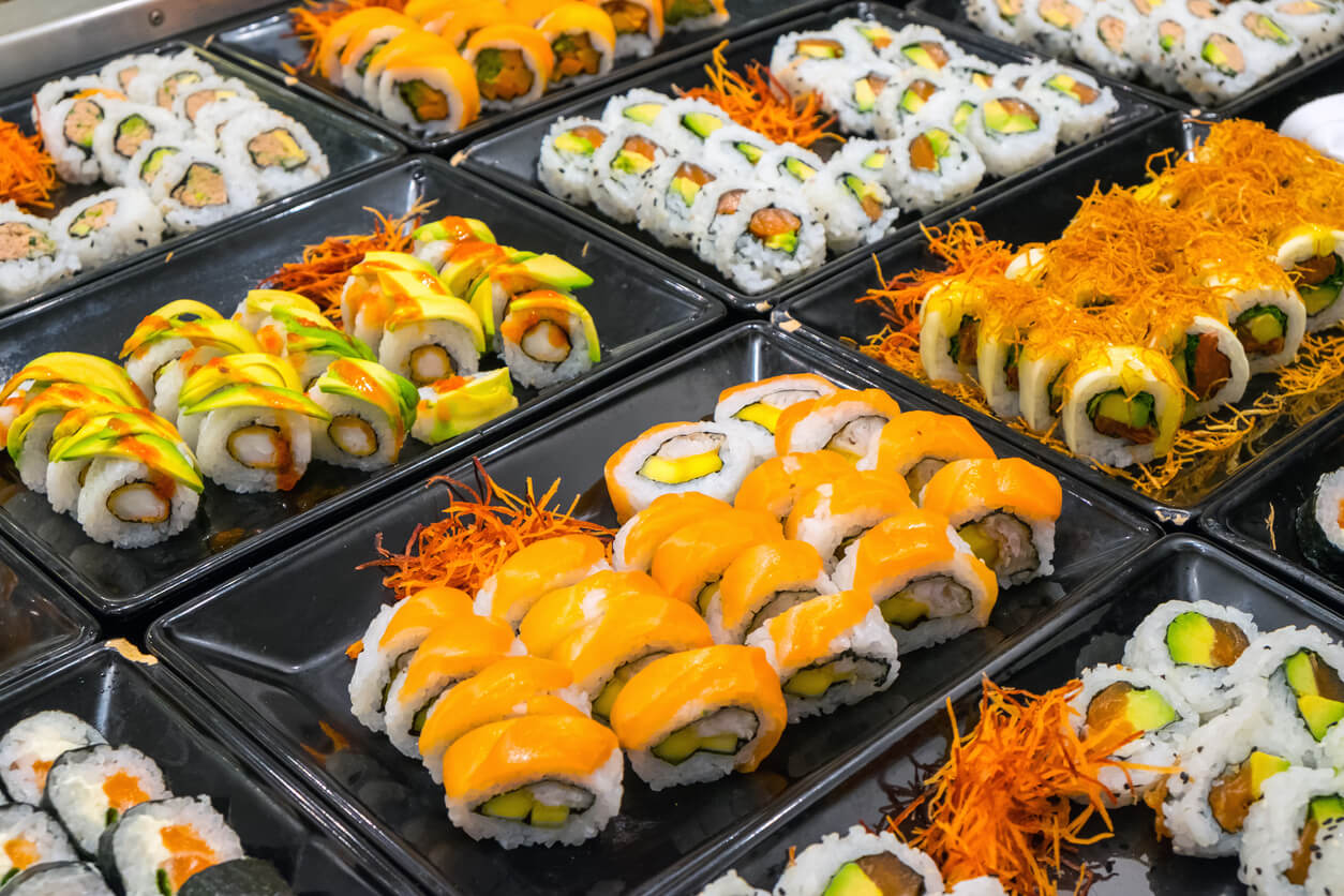 Great variety of sushi rolls.