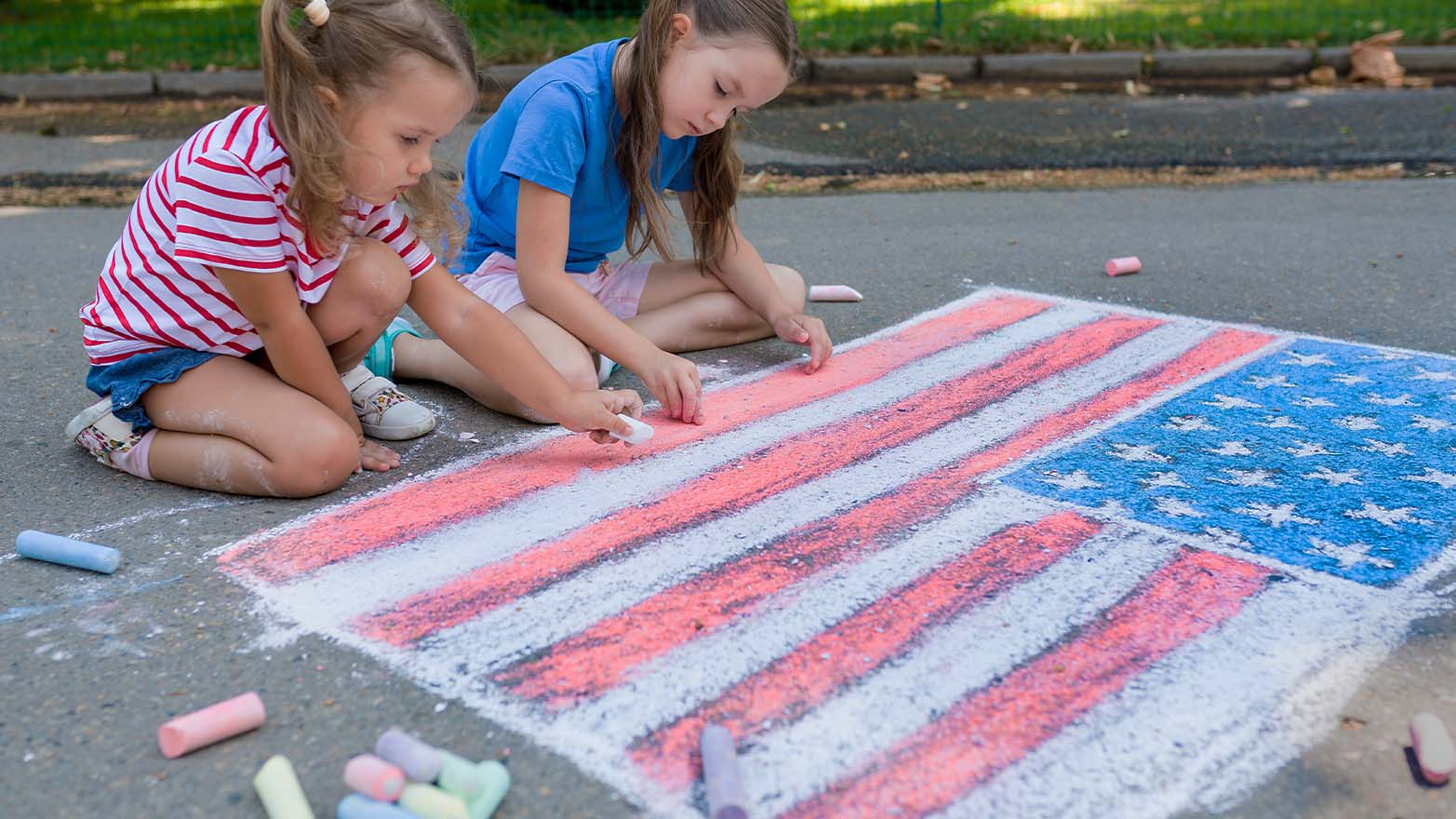 Patriotic chalk art display