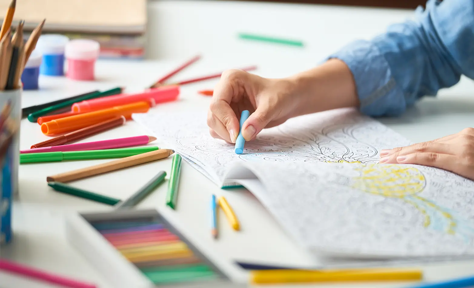 A photo of adult coloring books.