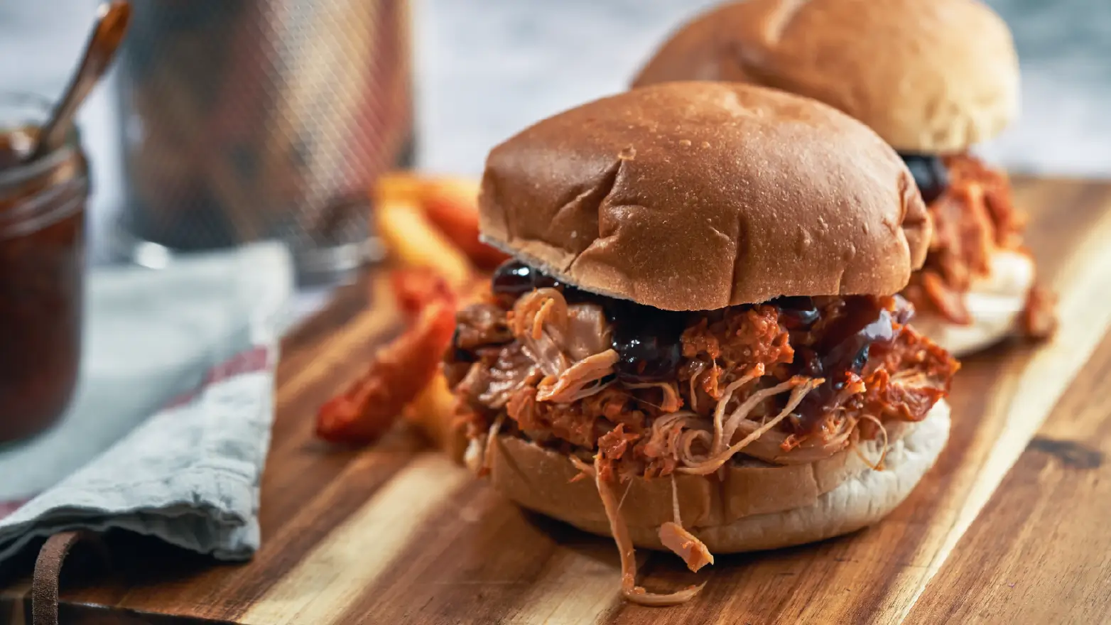 shredded BBQ chicken sandwiches