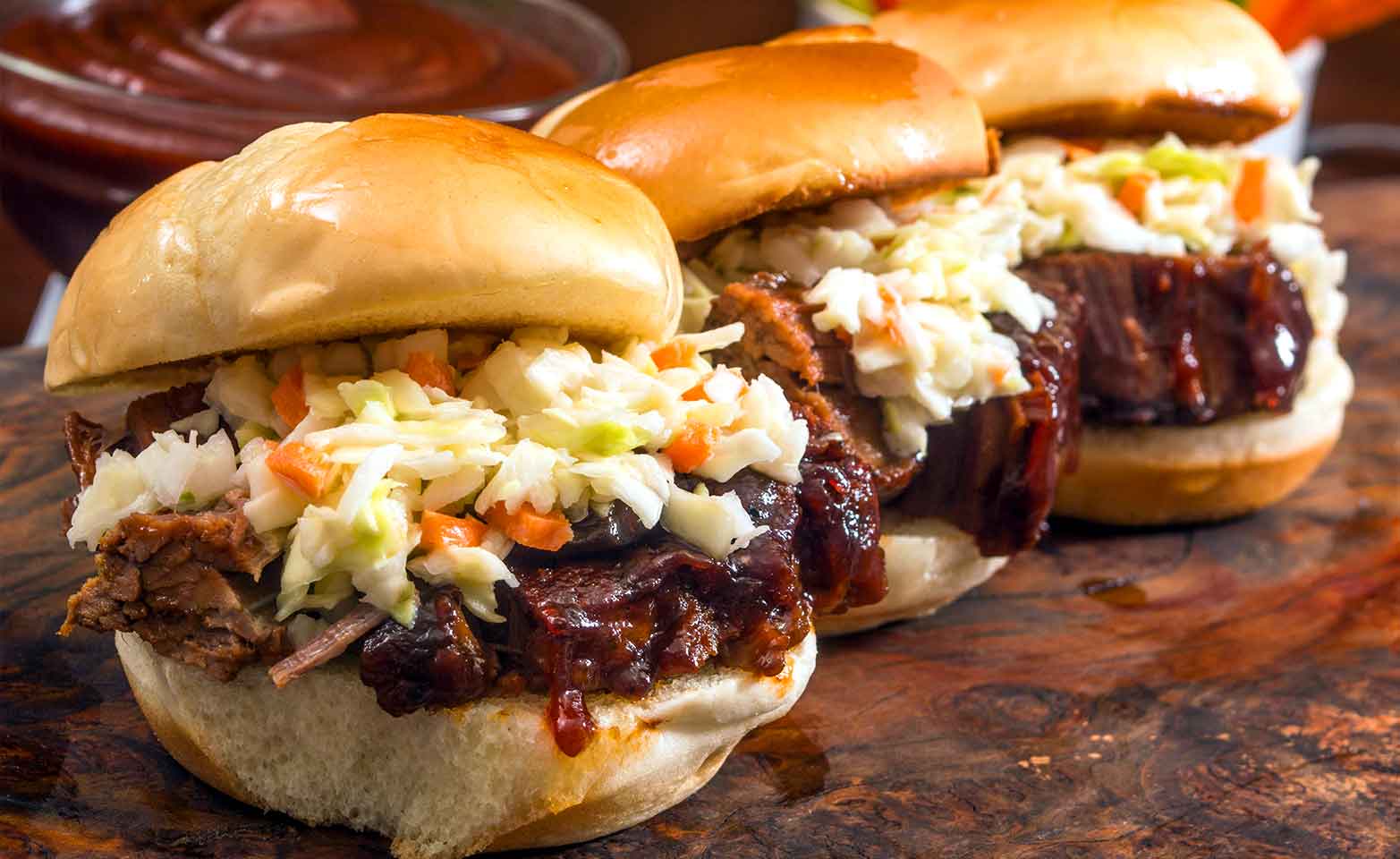 Stock image of beef brisket sliders