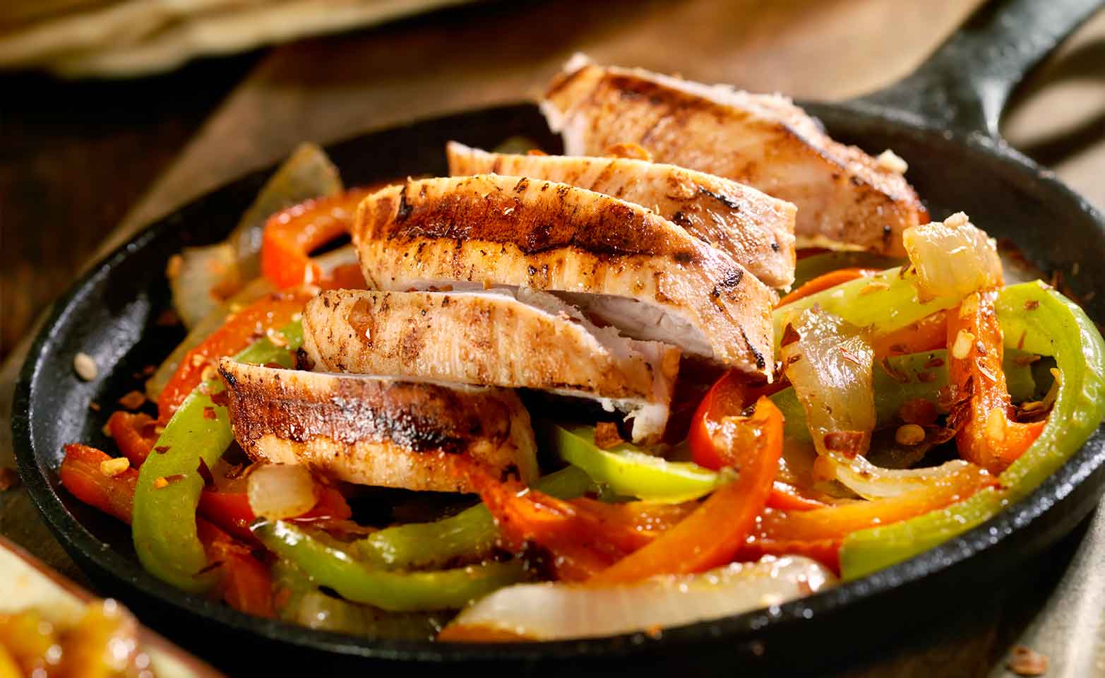 Stock image of chicken fajitas