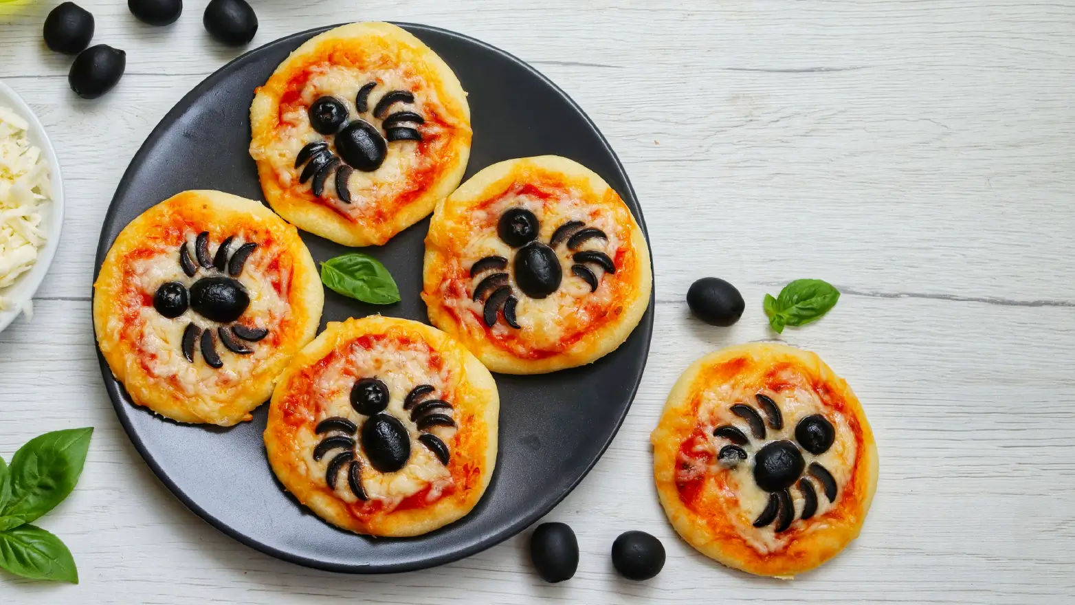 Black olive spider focaccia bread