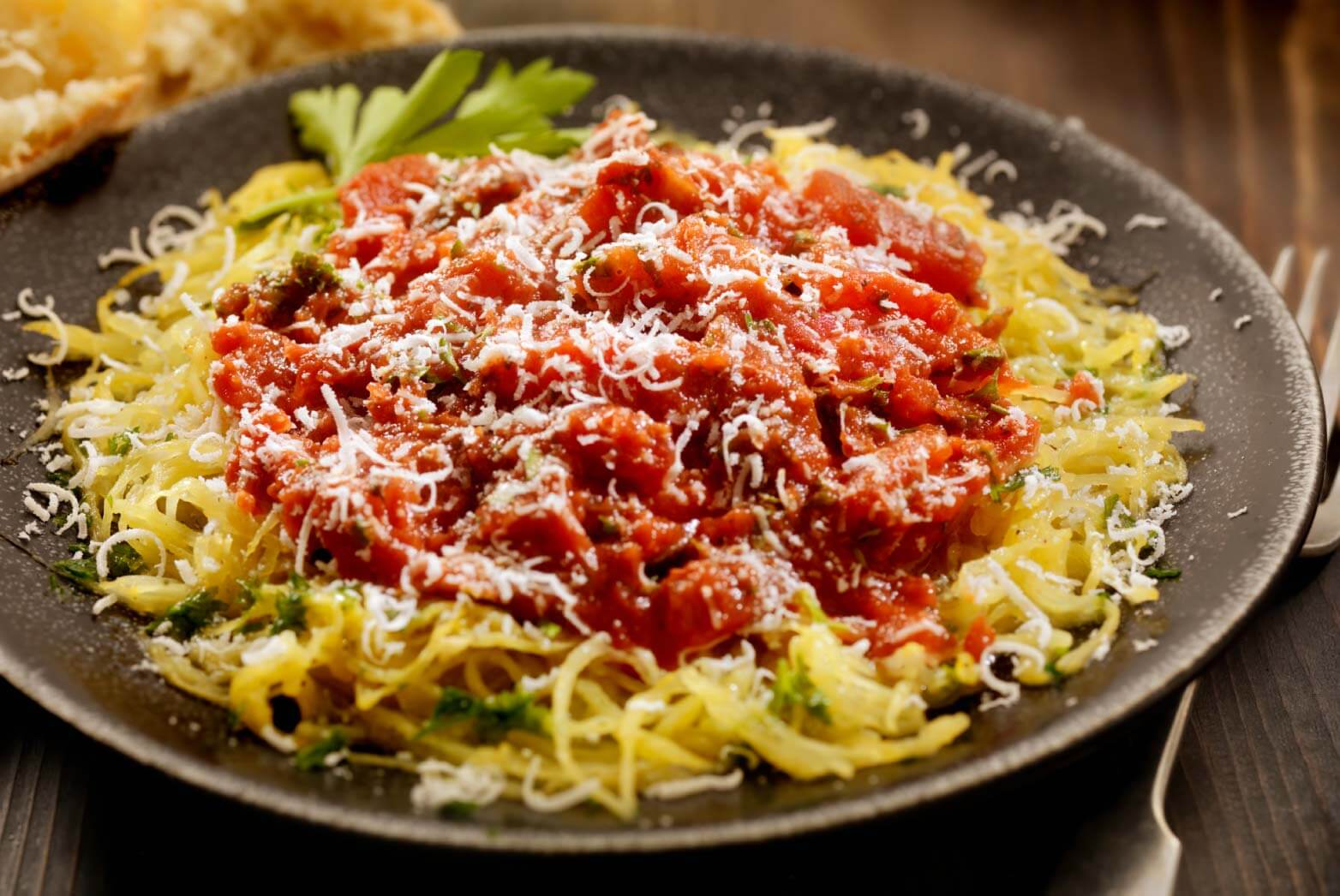 Ground turkey with baked spaghetti squash and veggies