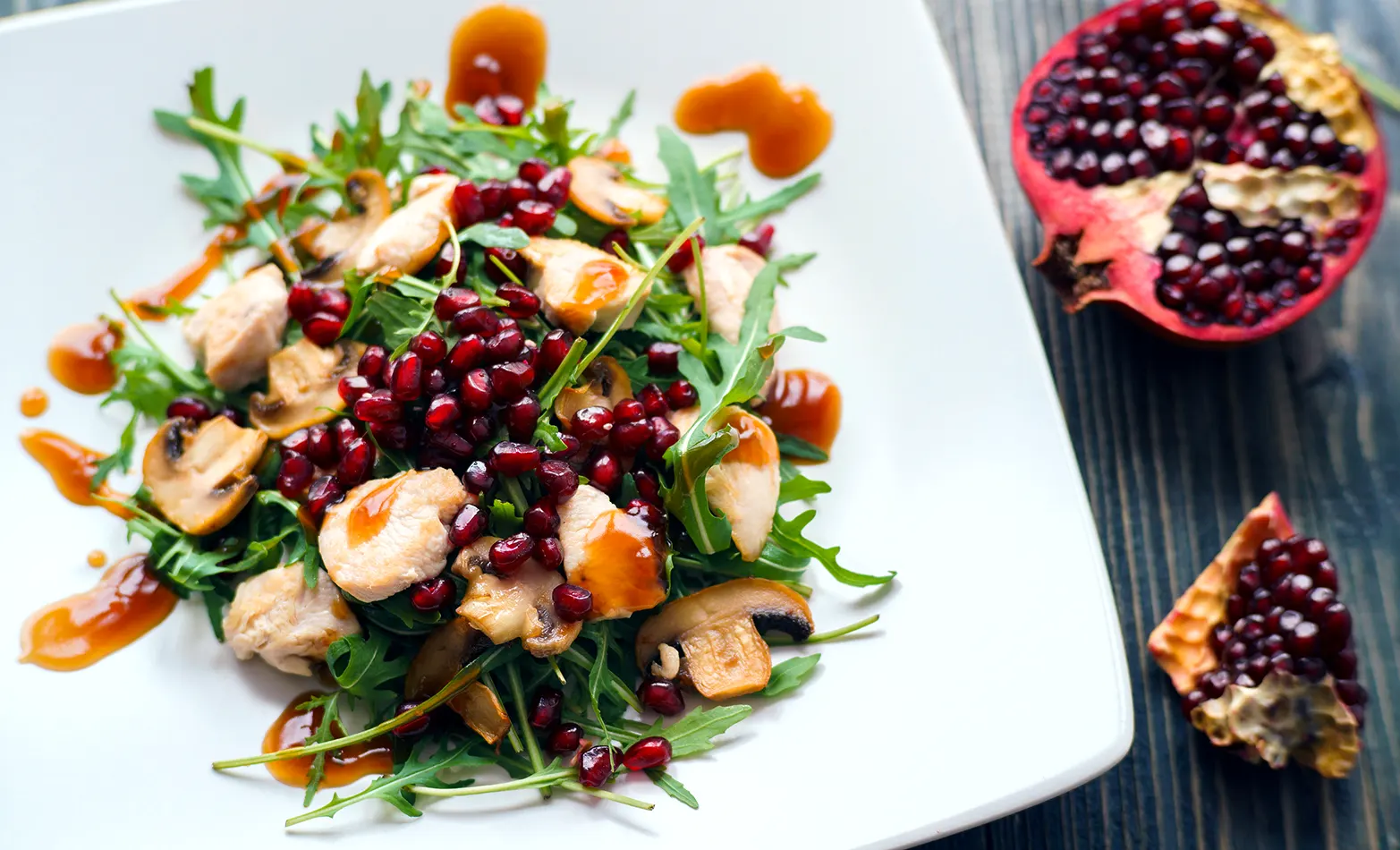 pomegranate-glazed chicken salad