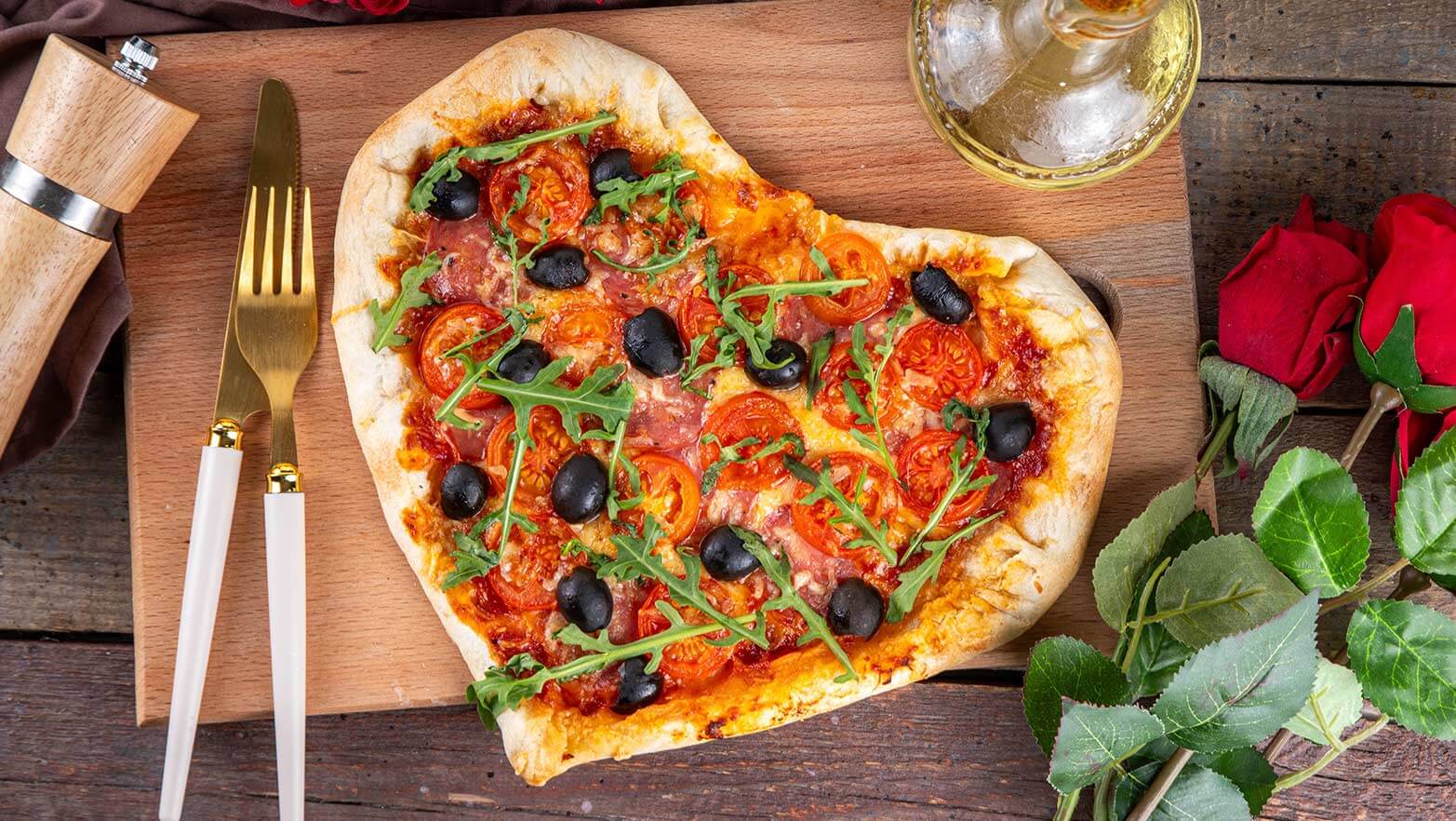 Image of heart-shaped pizza