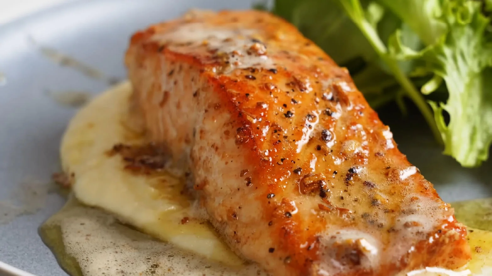 a photo of garlic butter salmon