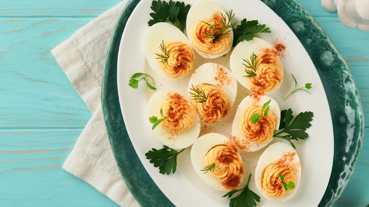 Deviled eggs on a serving platter