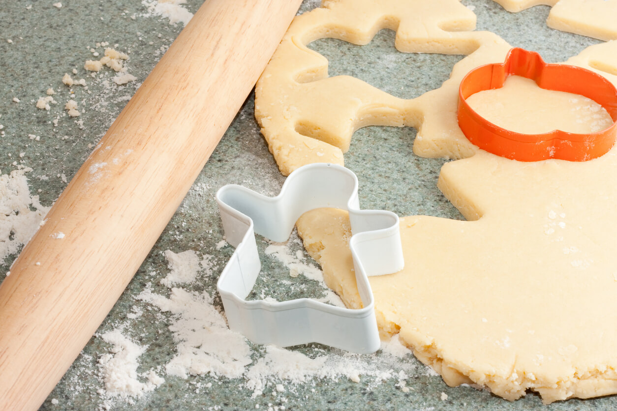 Casper cookie dough and rolling pin.