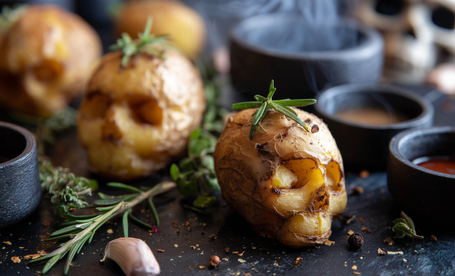 Roasted skull potatoes