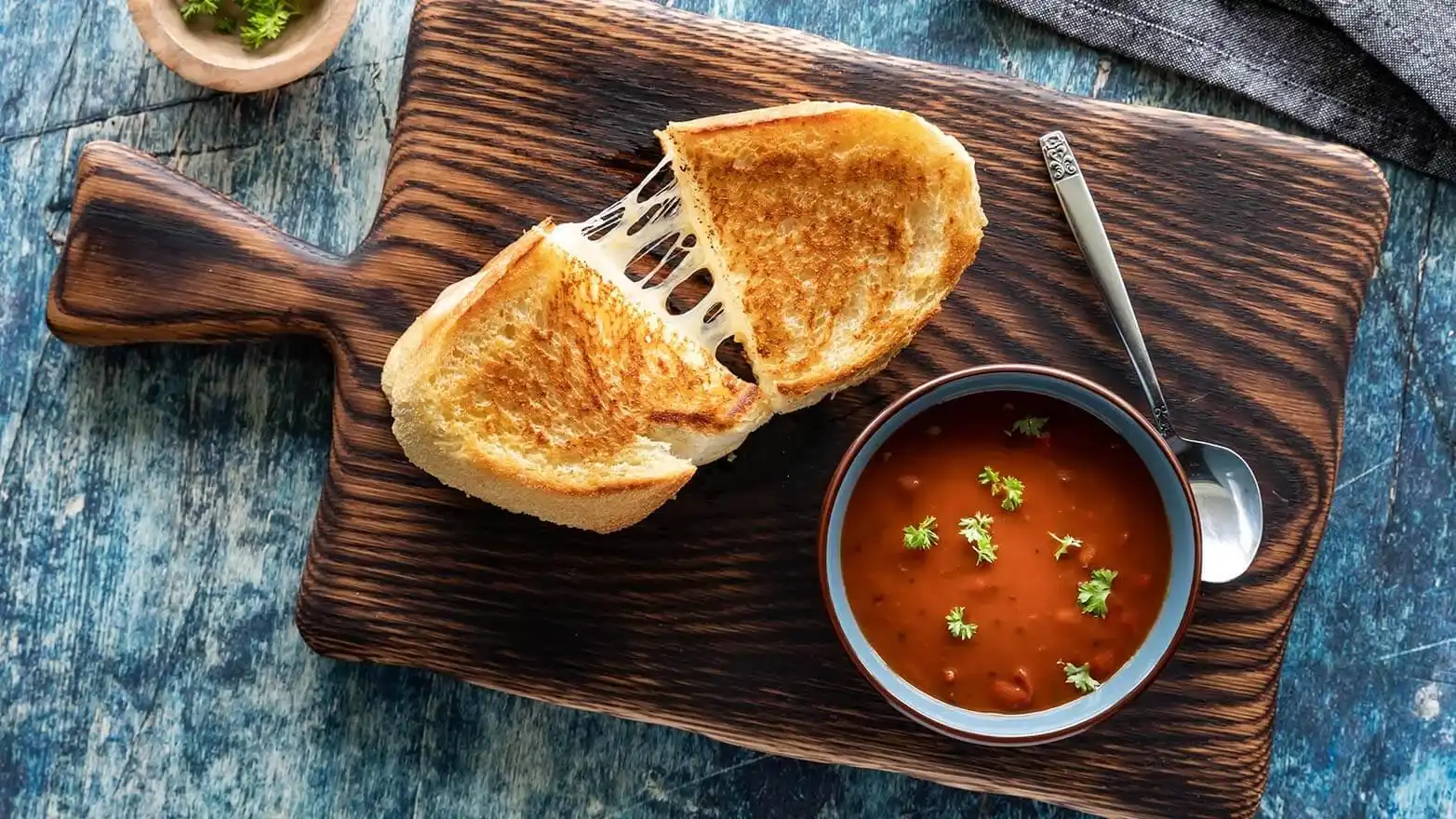 Grilled cheese sandwich with tomato soup