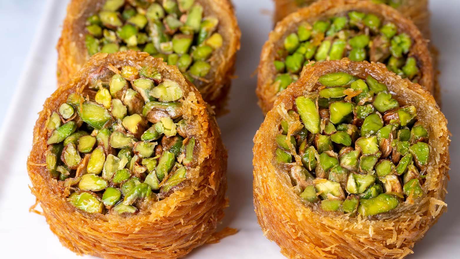 Walnut-pistachio baklava nests