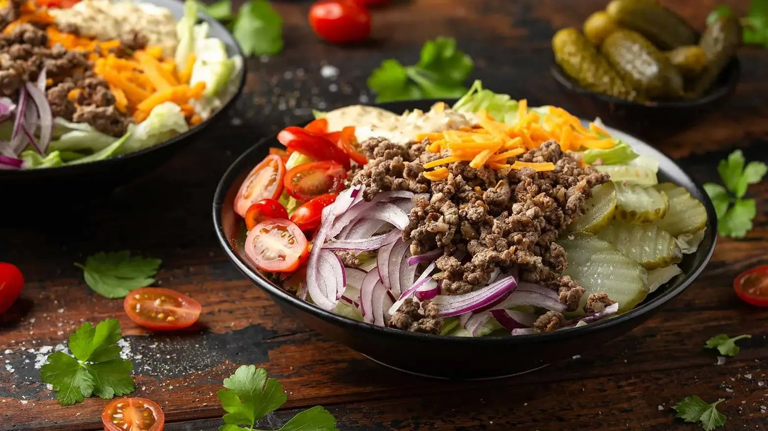 Deconstructed burger bowls