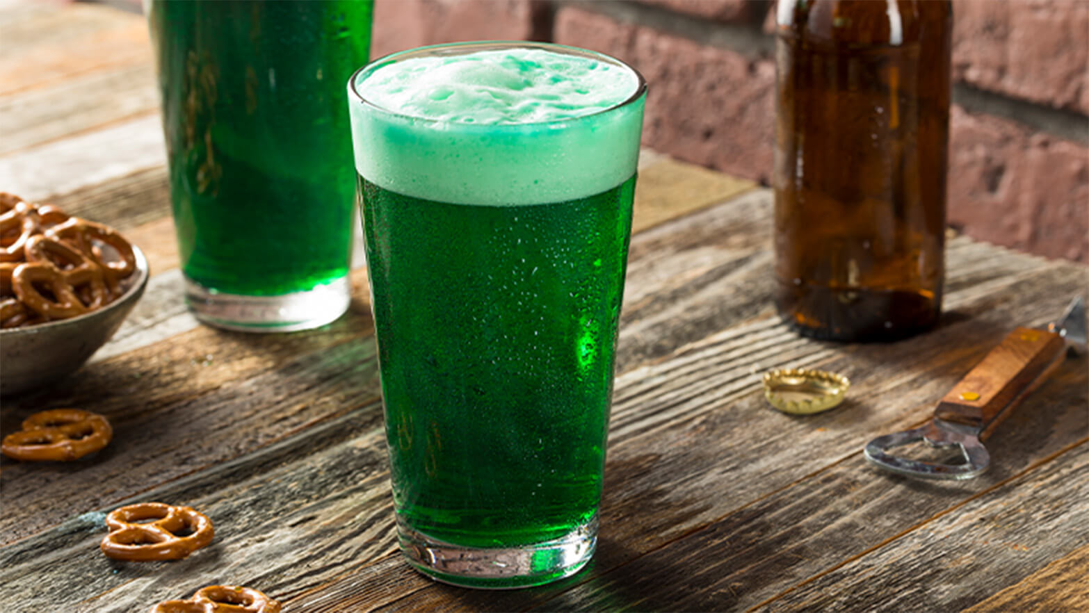 Large glass of green beer for St. Patrick's Day