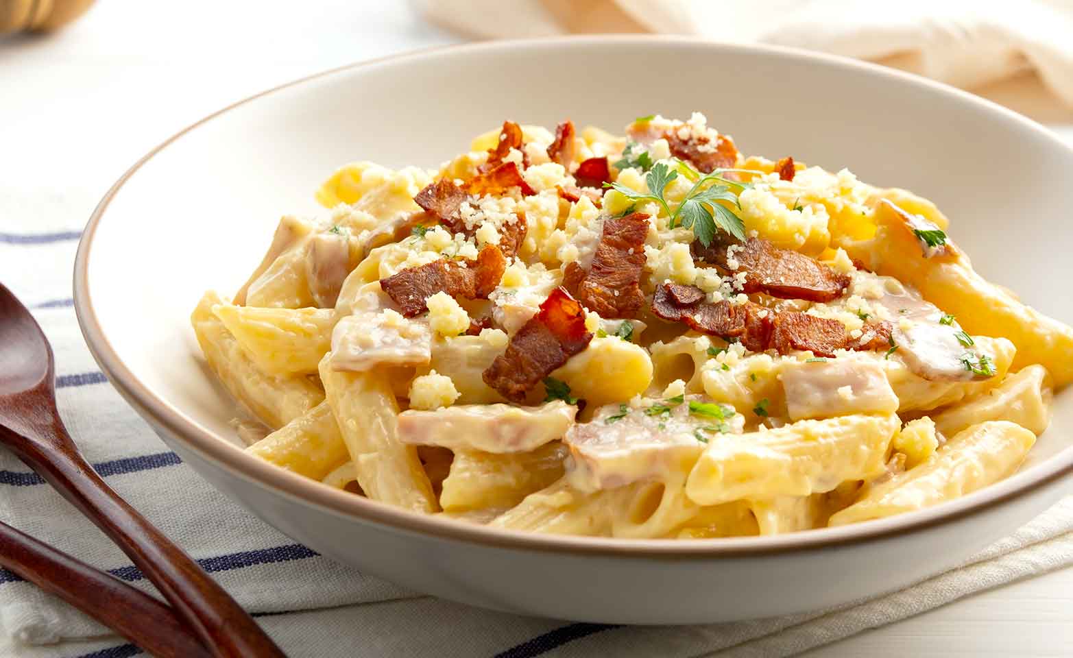 Stock image of chicken bacon ranch pasta