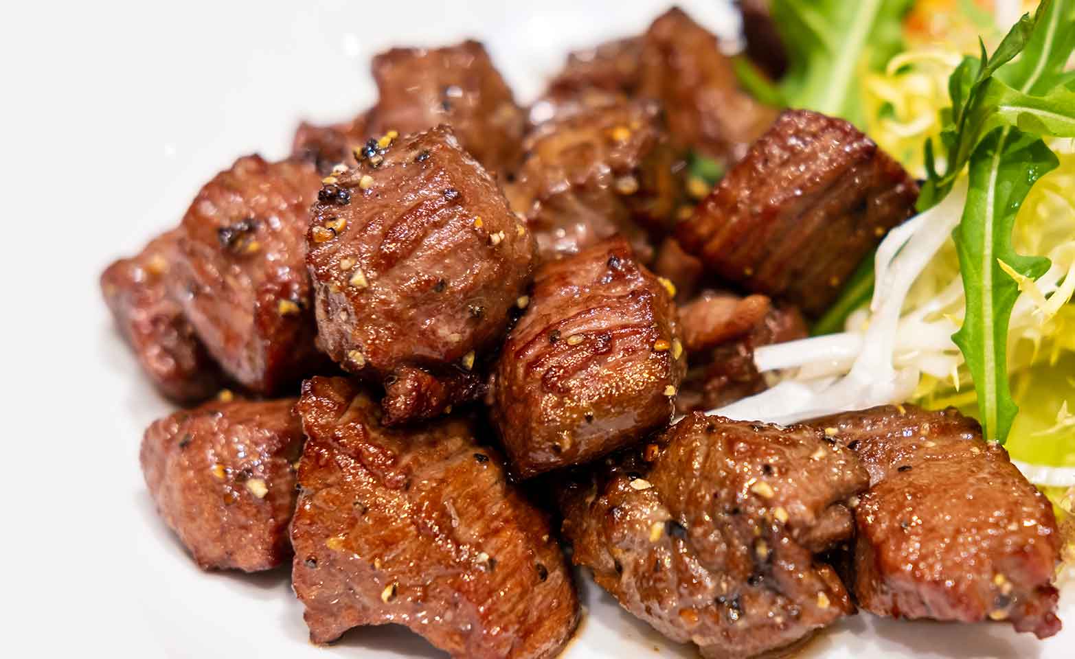 Stock image of honey garlic steak bites
