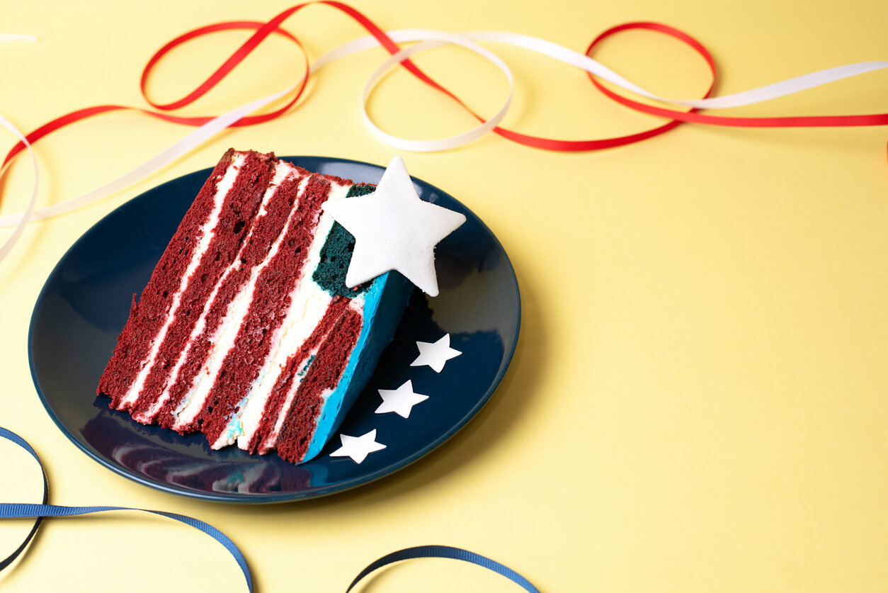 American flag pie on the table.