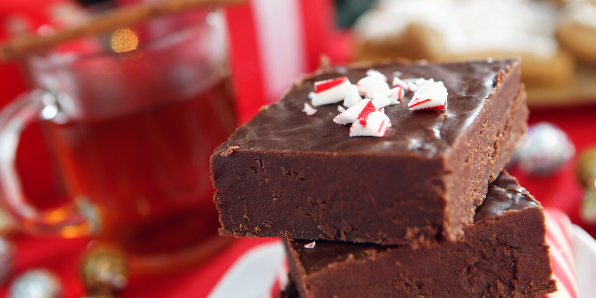 christmas fudge on table.