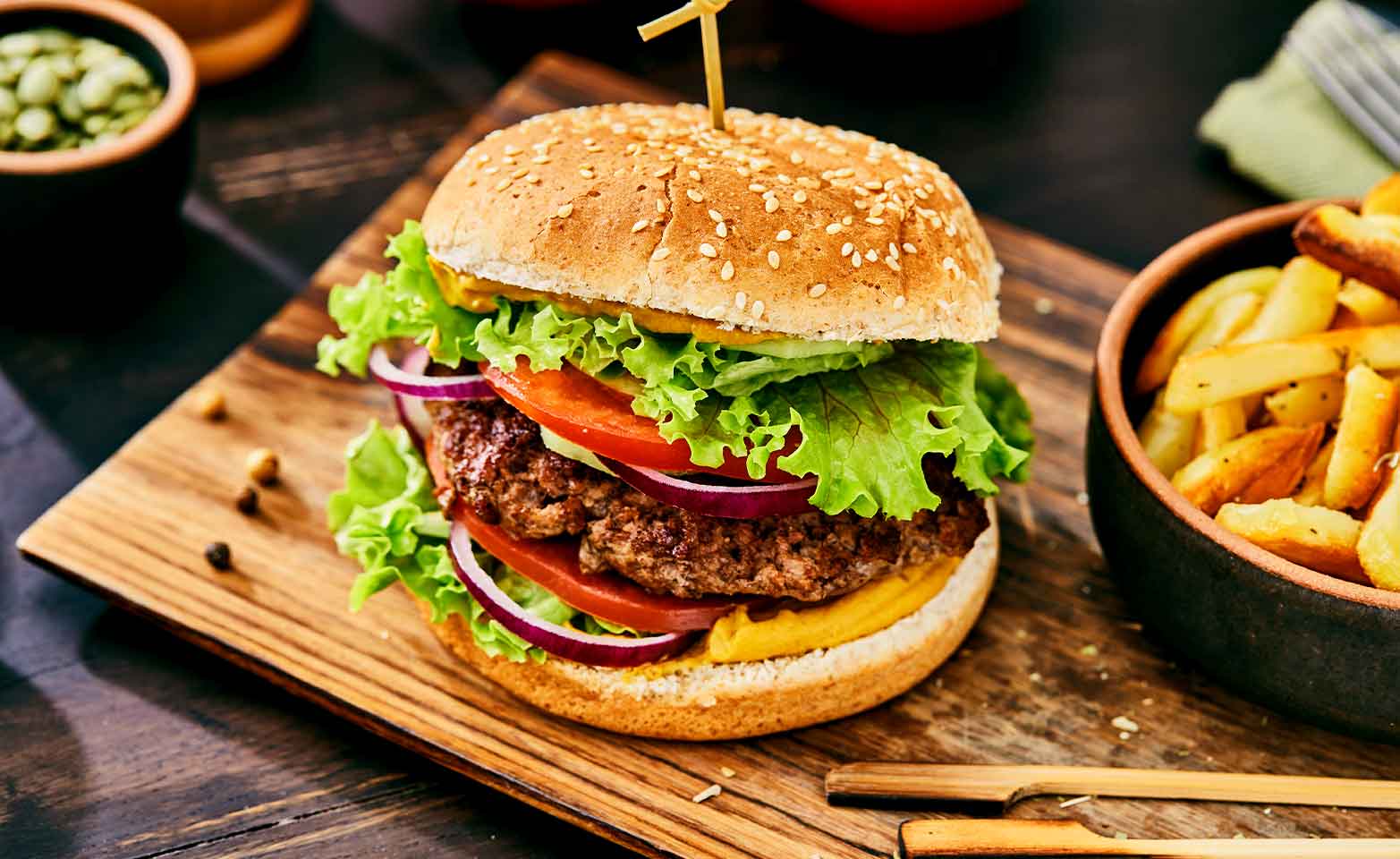 Stock image of a classic cheeseburger
