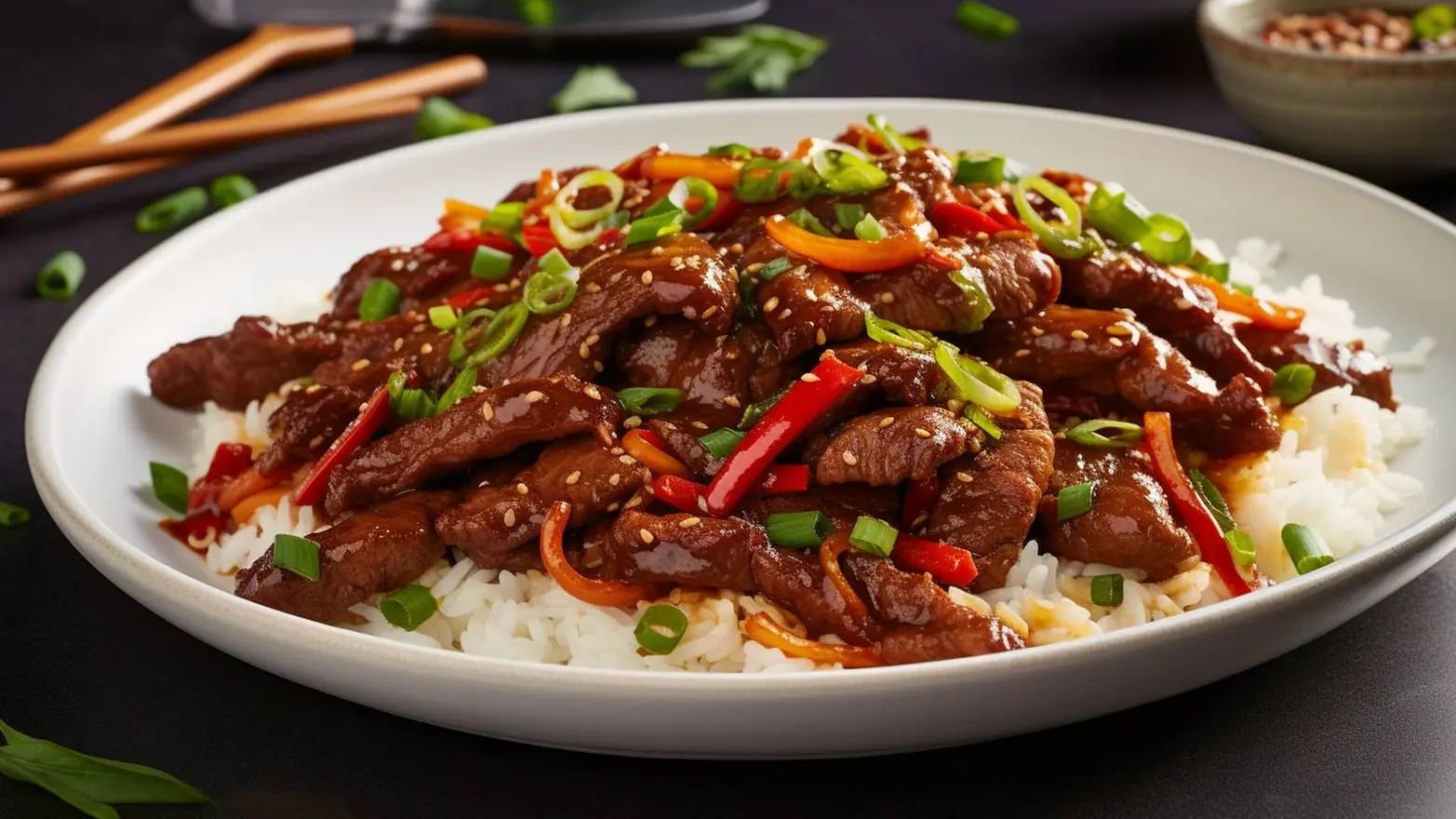 sweet and spicy mongolian beef stir fry