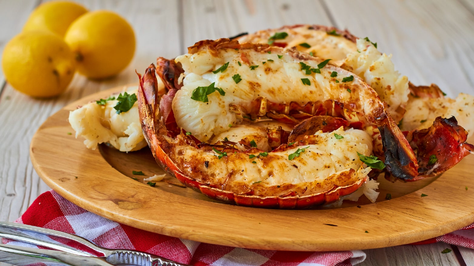 Garlic butter broiled lobster tail