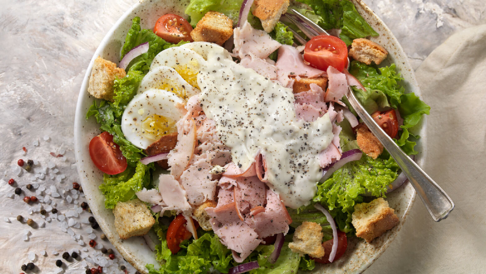 Chef salad with honey mustard dressing