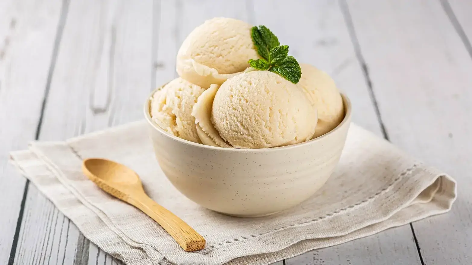 bowl of almond milk ice cream