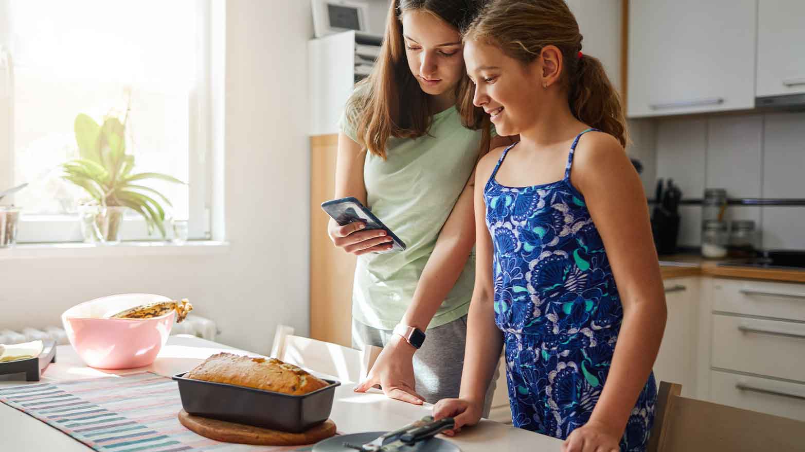 Making banana bread for kids.