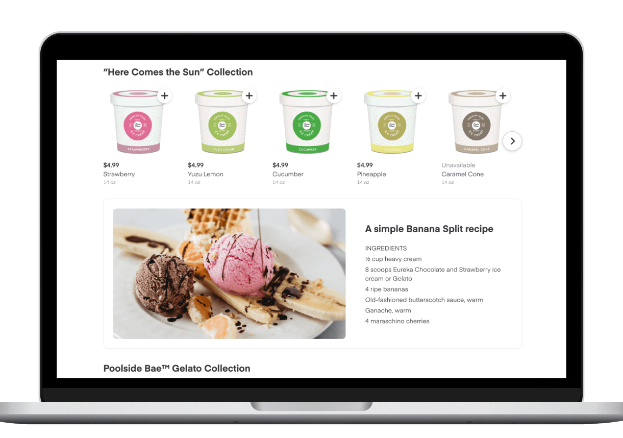 example of brand page with recipe embedded in it