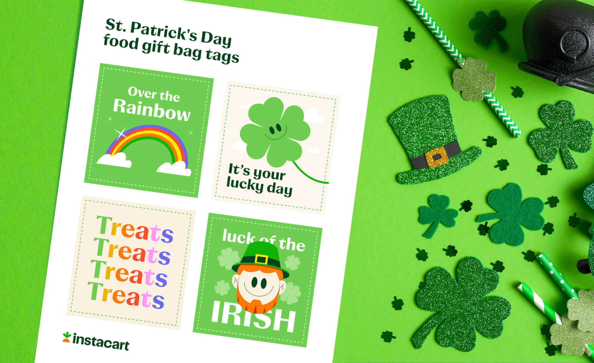 St. Patrick's Day food gift bag tags