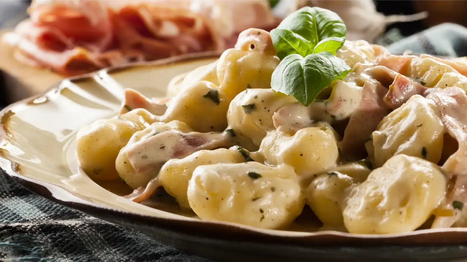 plate of creamy gnocchi made with greek yogurt