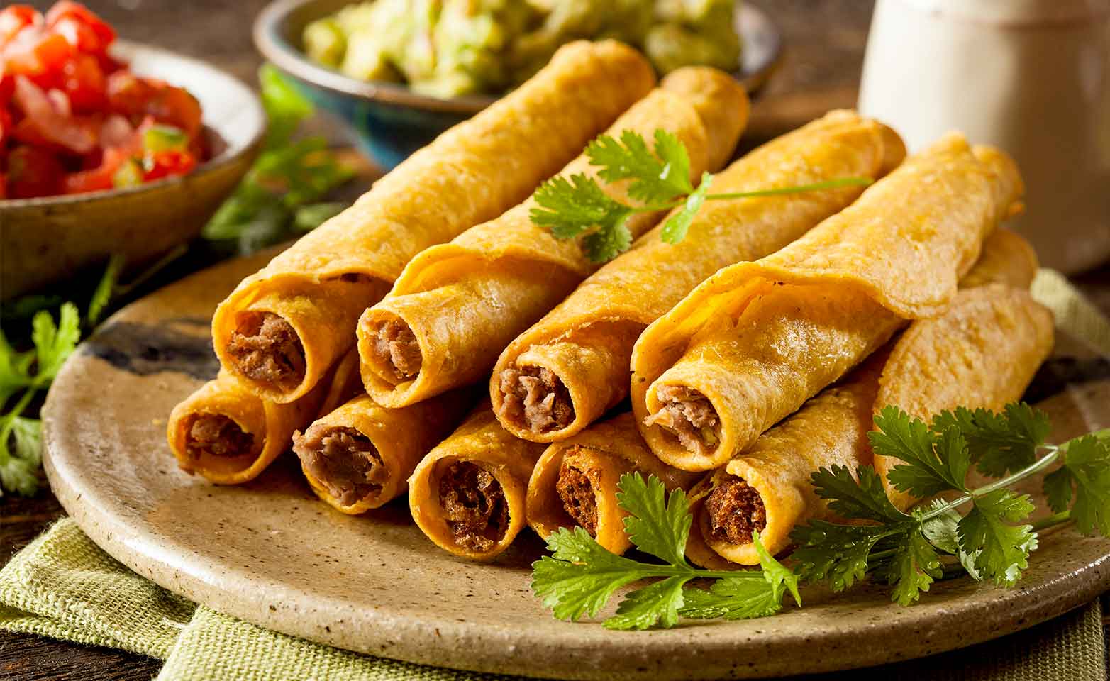 Stock image of beef taquitos