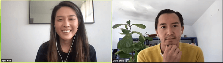 Fireside chat participants, April Koh, Spring Health CEO and Instacart Director of People Development, Dave Zhou