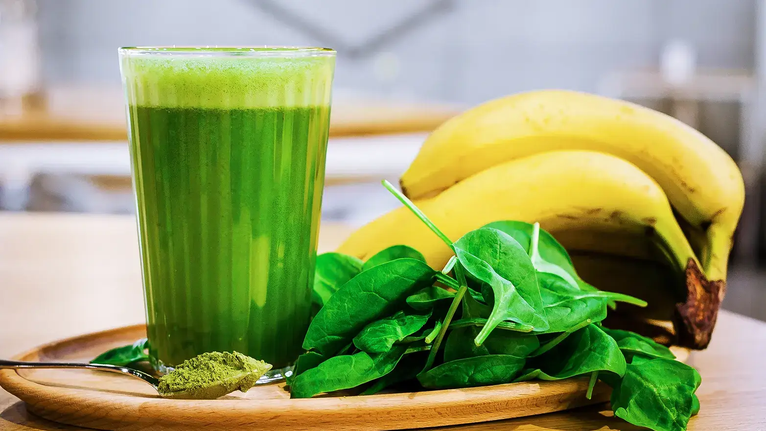 Photo of spinach and greek yogurt matcha smoothie