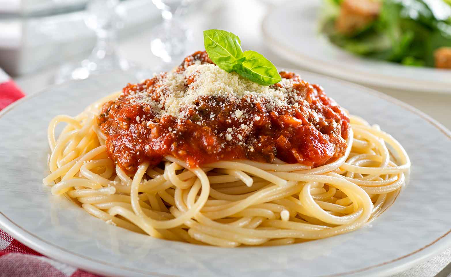 Stock image of spaghetti with meat sauce